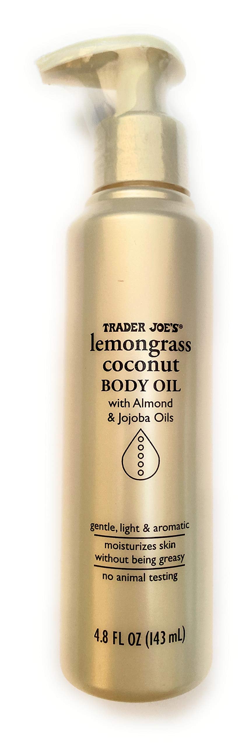 Trader Joes Lemongrass Coconut Body Oil With Almond And Jojoba Oils 4.8 Fl Oz (143 Ml)