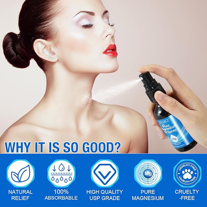 Pure Magnesium Oil Spray,Topical Magnesium Oil Spray-Made with Concentrated Pure Magnesium Chloride Oil 4 fl oz