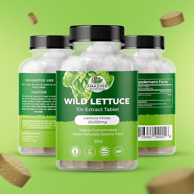 Wild Lettuce Extract Tablets 10X (30 Tablets) 2,000MG Each | Lactuca Virosa | Sleep Support | Helps Naturally Soothe Pain