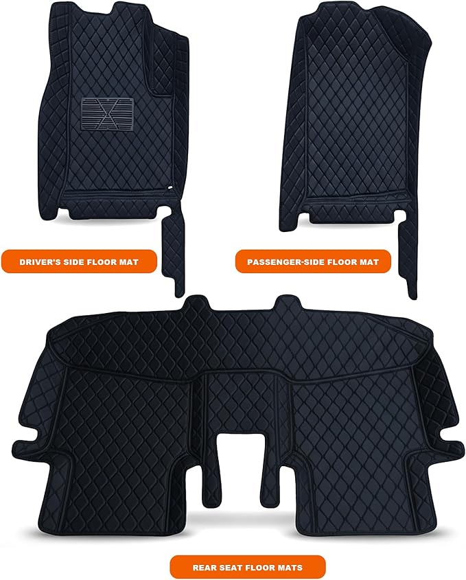 All-Weather car Floor MATS-Suitable for 99% of car Models,Leather car mat, offering Personalized Embroidery and Multiple Color Options,Provide Protection for car Rug (Gray1)