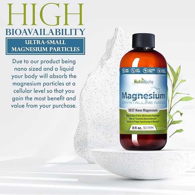 NutriNoche Liquid Magnesium Supplement - 30 PPM of Nano Sized Magnesium Particles Absorbed at a Cellular Level - Colloidal Minerals