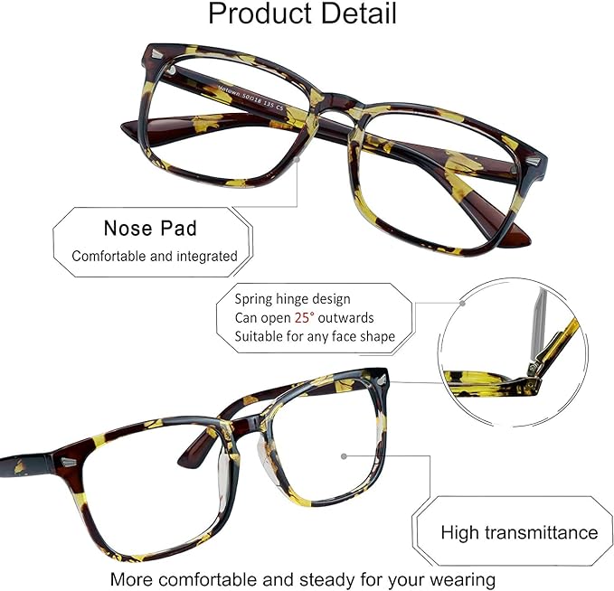 YEIN Bifocal Reading Glasses with Blue Light Blocking Lenses, Bifocal Reader for Women and Men, Vintage Square frame with Spring Hinge (+1.00/+4.00 magnification)