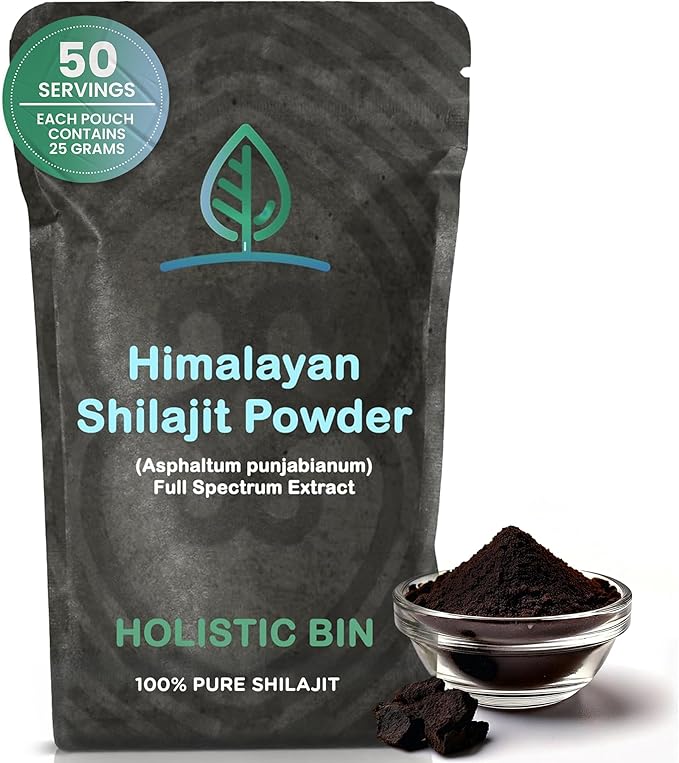 Holistic Bin Raw Himalayan Shilajit Powder - Shilajit Extract (Asphaltum Punjabianum) - No Fillers, Rich in Fulvic Acid & Trace Minerals - Premium Supplement for Energy & Wellness - 25 Servings
