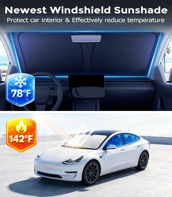 DMJN Windshield Sun Shade for Honda Pilot (2016-2026), Car Sunshade for Front Windshield [100% Efficient Block UV & Scorching Sun] UPF50+ Heat Block - Protect Interior & Keep Cooler