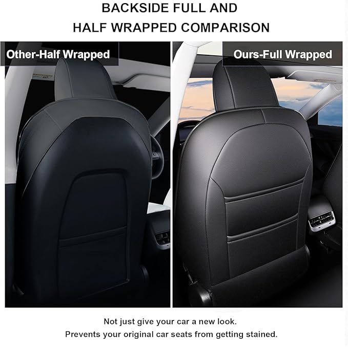 AOMSAZTO Car Seat Cover Fit for Tesla Model 3 2017 2018 2019 2020 2021 2022 2023 - Seat Covers Full Set Customized Black