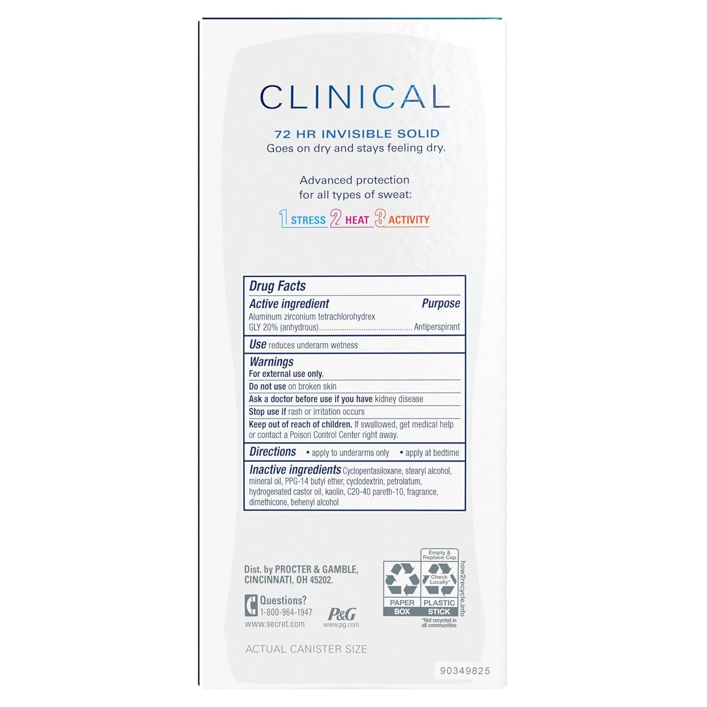 Secret Clinical Strength Antiperspirant | 72Hr Sweat & Odor Protection | For Women