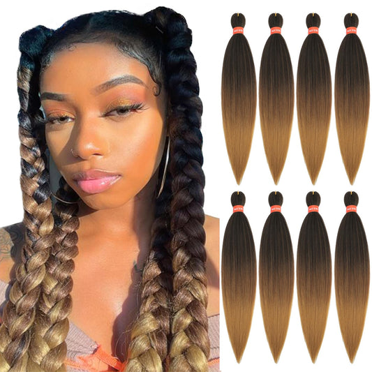 Ombre Pre-Stretched Braiding Hair,Silky Braid Hair Extensions, Itch Free Crochet Twist Hair Braids, Yaki Texture Original Braidi