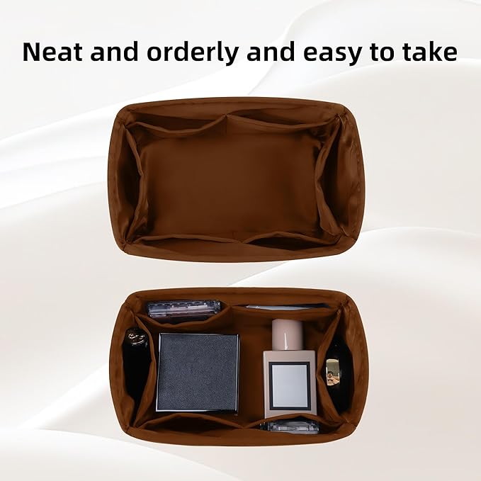 DGAZ Silk Purse Organizer Insert Fits LV Speedy 16/20/25/30/35/45 bags，Silky Smooth Bag Organizer，Luxury Handbag & Tote Shaper（Gold，SP30）