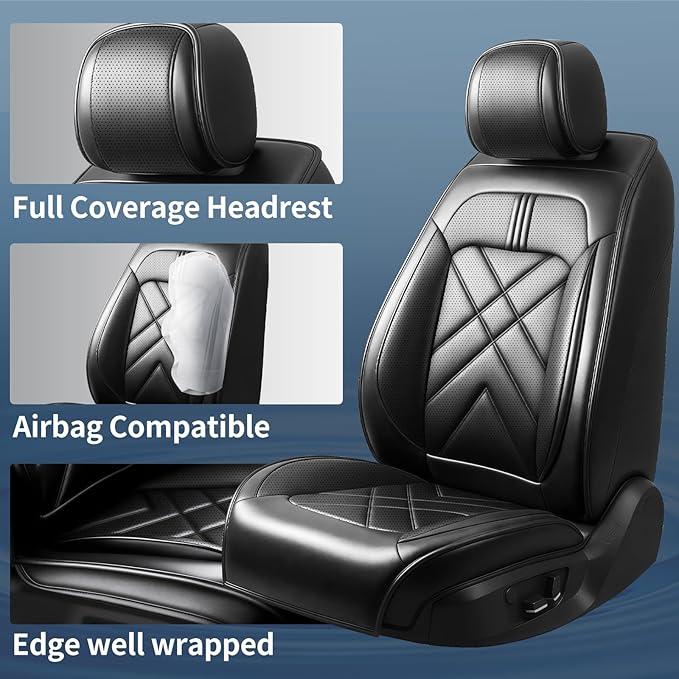 CX-30 Car Seat Covers Custom Fit for Mazda CX-30 2020-2026, Full Coverage Premium Leather Waterproof Breathable Seat Covers, Automotive Seat Protectors, Airbag Compatible(2 Front Seats, Black)