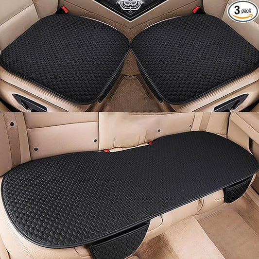 acdiac Universal Ice Silk Car Seat Cover Summer Auto Cool Cushion Breathable Cozy Non-Slip Car Seat Pads 3pcs/Sets (Black)