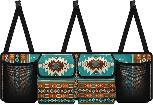 Navajo Aztec Tribal Car Trunk Organizer Ethnic Style Waterproof Backseat Hanging Organizer Multipurpose Cargo Accessory,Frees Trunk Floor