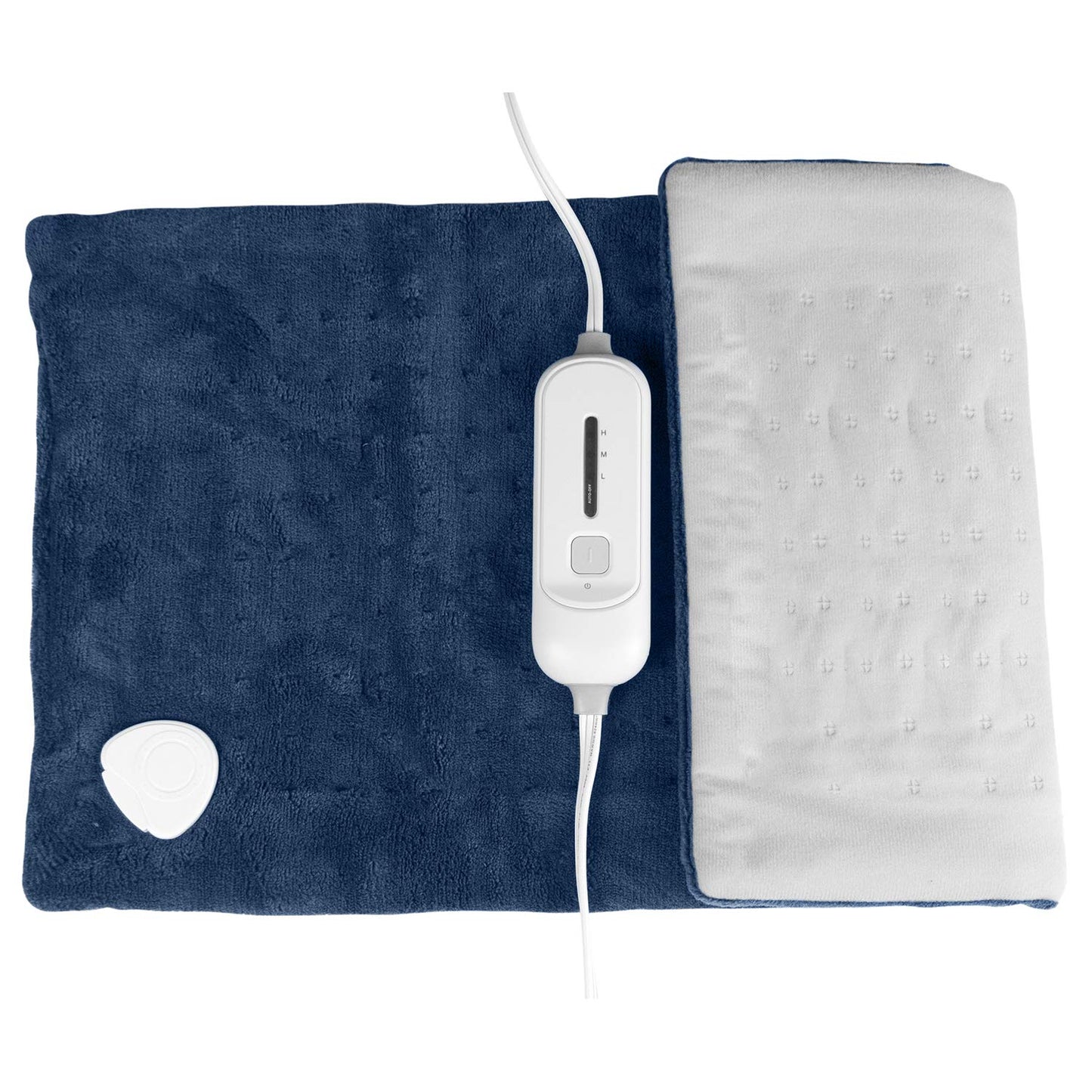 SUNAID Full Back Electric Heating Pad Fast Heating Wrap with Auto Shut Off for Back, Neck and Shoulder, Abdomen, Waist Pain Relief, Dry/Moist Option (12" x 24" (Navy))