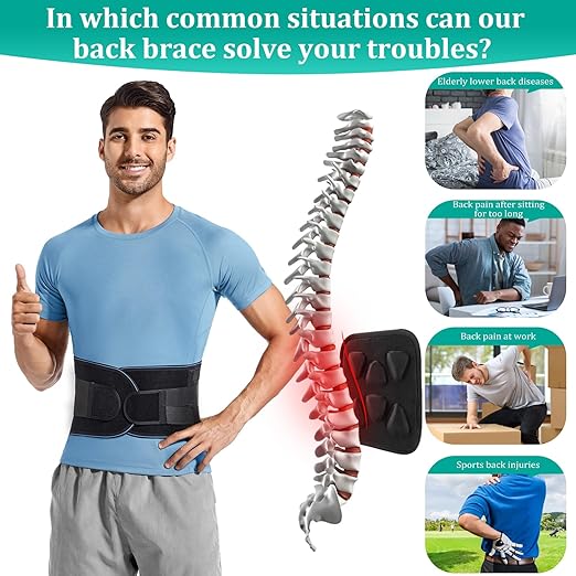 Adjustable Back Brace for Lower Back Pain & Sciatica Relief - Unisex Lumbar Support Belt for Herniated Disc, Posture Correction, Breathable Design for Work, Sports (B73,Medium)