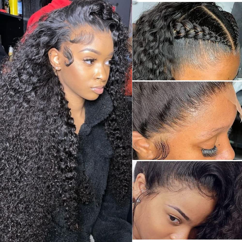 Ghotool 250% Density Deep Wave Lace Front Wigs Human Hair Pre Plucked 13X6 Hd Transparent Lace Frontal Wigs Human Hair Deep Curl