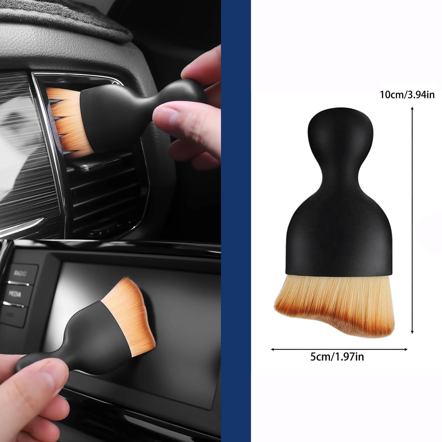 11PCS Car Interior Cleaning Dust Brush Detailing Set, Microfiber Cloth & Applicator, Single-Head Detailing Brushes, Natural Bristles, Scratch-Free & Ultra-Soft for Seats Leather Care or Cleaning