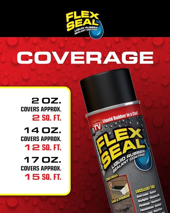 Flex Seal, 14 oz, Almond, Stop Leaks Instantly, Waterproof Rubber Spray On Sealant Coating, Perfect for Gutters, Wood, RV, Campers, Roof Repair, Skylights, Windows, and More