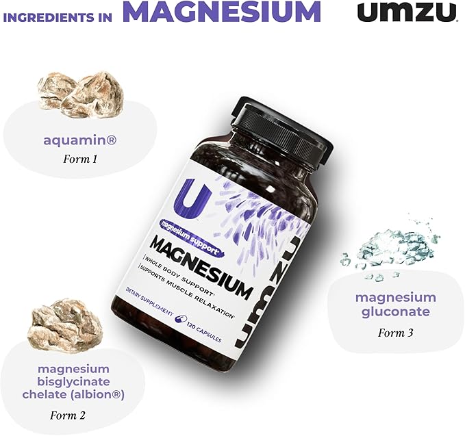 UMZU Daily Magnesium | Potent Bioavailable Magnesium Complex for Healthy Metabolism, Sustained Energy, Exercise Performance & Sleep Support (30 Day Supply | 120 Capsules)