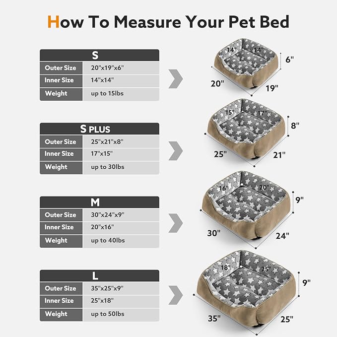 SIWA MARY Orthopedic Dog Bed Medium Size, Washable Waterproof Sofa With Non-Slip Bottom, Comfort for Medium Dogs, M(30"x24"x9") Brown