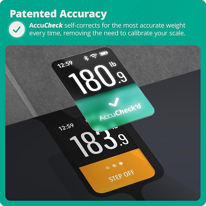 Greater Goods Smart Weight Scale – Digital Bathroom Scale with BMI, Body Fat & Muscle Mass, Bluetooth and Wi-Fi Sync with Weight Gurus App, Large Display, 440lb Capacity