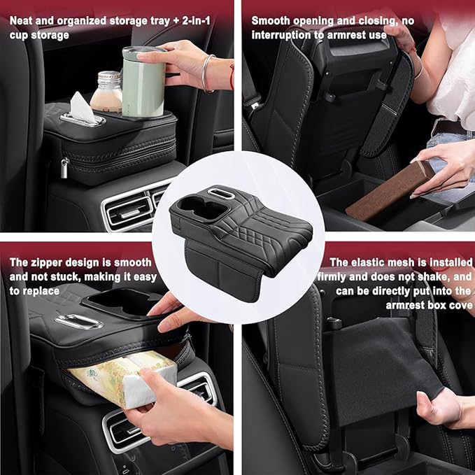 Car Armrest Cover for BMW M440i 2020 2021 2022 2023 2024 2025 2026, Center Console Cover Mat Armrest Seat Box Cover Cushion Console Pad Interior Accessories,A