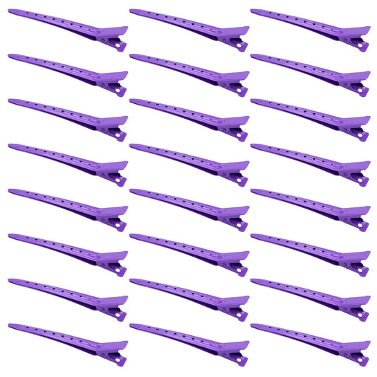 24 Packs Duck Bill Clips, Bantoye 3.35 Inches Rustproof Metal Alligator Curl Clips With Holes For Hair Styling, Hair Coloring, P
