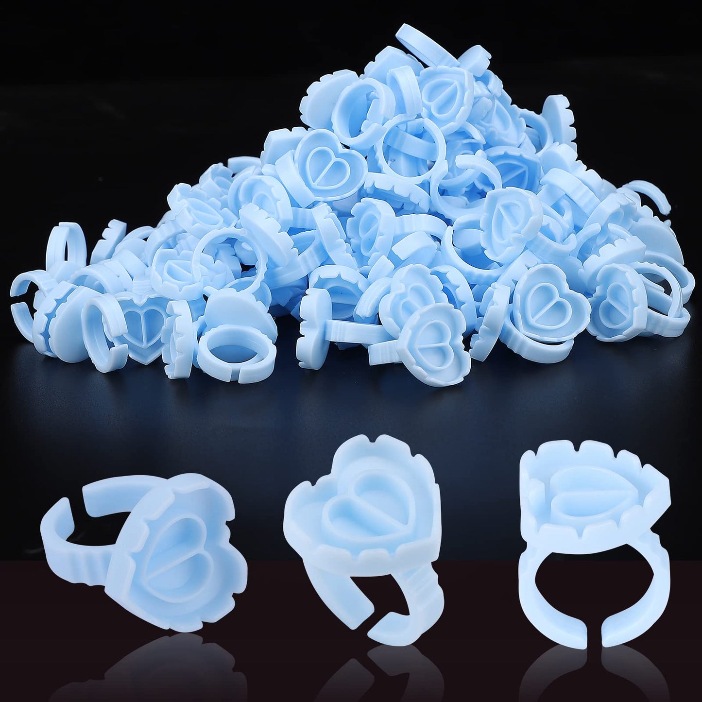 Glue Rings Pretty Memory 100Pcs Glue Rings For Eyelash Extensions Lash Glue Rings Lovely Heart Glue Rings Eyelash Glue Holder Vo