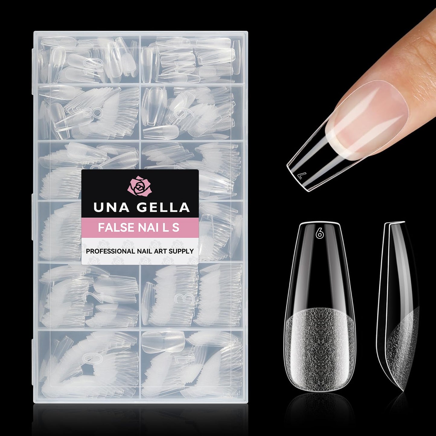 UNA GELLA Square Toe Nail Tips | 504 Pcs Soft Gel Full Cover | DIY Pedicure