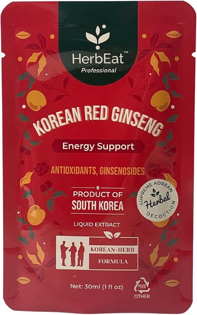 Korean Red Ginseng Prime Extract with 11mg Ginsenosides - Boost Energy, Memory & Immunity, 6-Year-Old Ginseng Drink for Circulation & Skin -10 Pouches (30mL *10)