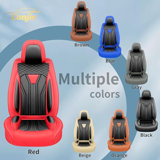 Fit Prius Car Seat Covers for Toyota Prius 2001-2025 2026 -Full Set Premium Leather, Waterproof, Breathable，All-Weather Seat Cushion Protecto & Airbag Compatible, 5-Seats Red & Black