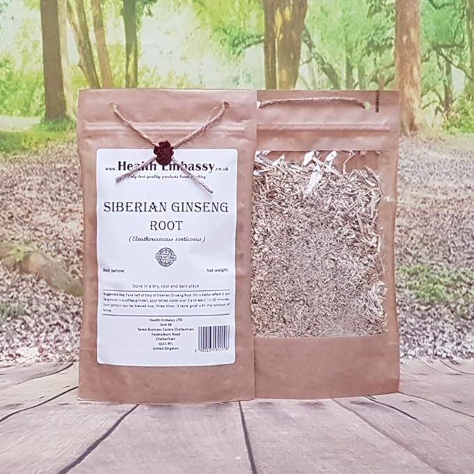Health Embassy Siberian Ginseng Root Cut Tea | Eleutherococcus senticosus | Herbal Tea (50g)