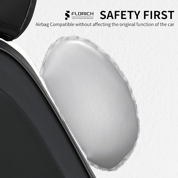 FLORICH Waterproof Front Car Seat Cover Faux Leather Automotive Seat Cover Front Car Seat Cushion Car Seat Protector Accessories Universal Fit for Most Cars SUV Trucks, Black&White