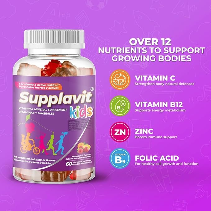 Kids Vitamins and Supplements, No Artificial Coloring, Allergen-Free for Healthy and Strong Children, Natural Fruit Flavors, Healthy and Delicious, (120 Gummies)