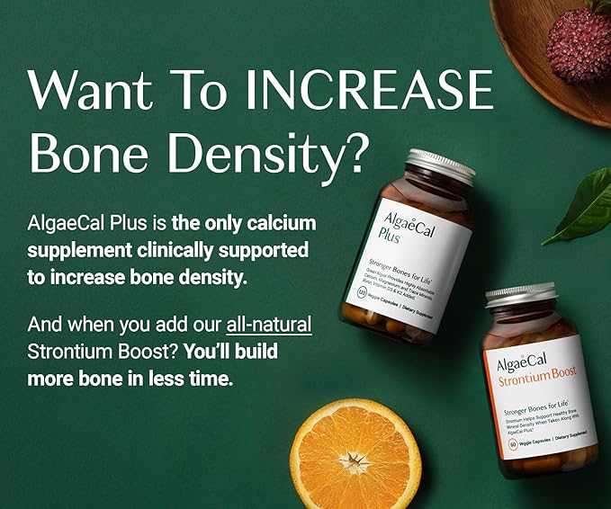 ALGAECAL - Bone Builder Pack for Bone Density, Clinically Supported Plant Based Calcium Supplements & Strontium, Vitamins K2, D3, Magnesium & 16 Minerals, 3-Month Supply, Made in USA