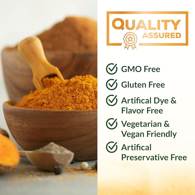 Turmeric Gummies with Black Pepper & Ginger for Best Absorption, 95% Curcuminoids Tumeric Curcumin Gummy, Nature's Herbal Extract Joint Support Supplement, Vegan Non-GMO, Peach Flavor - 60 Gummies