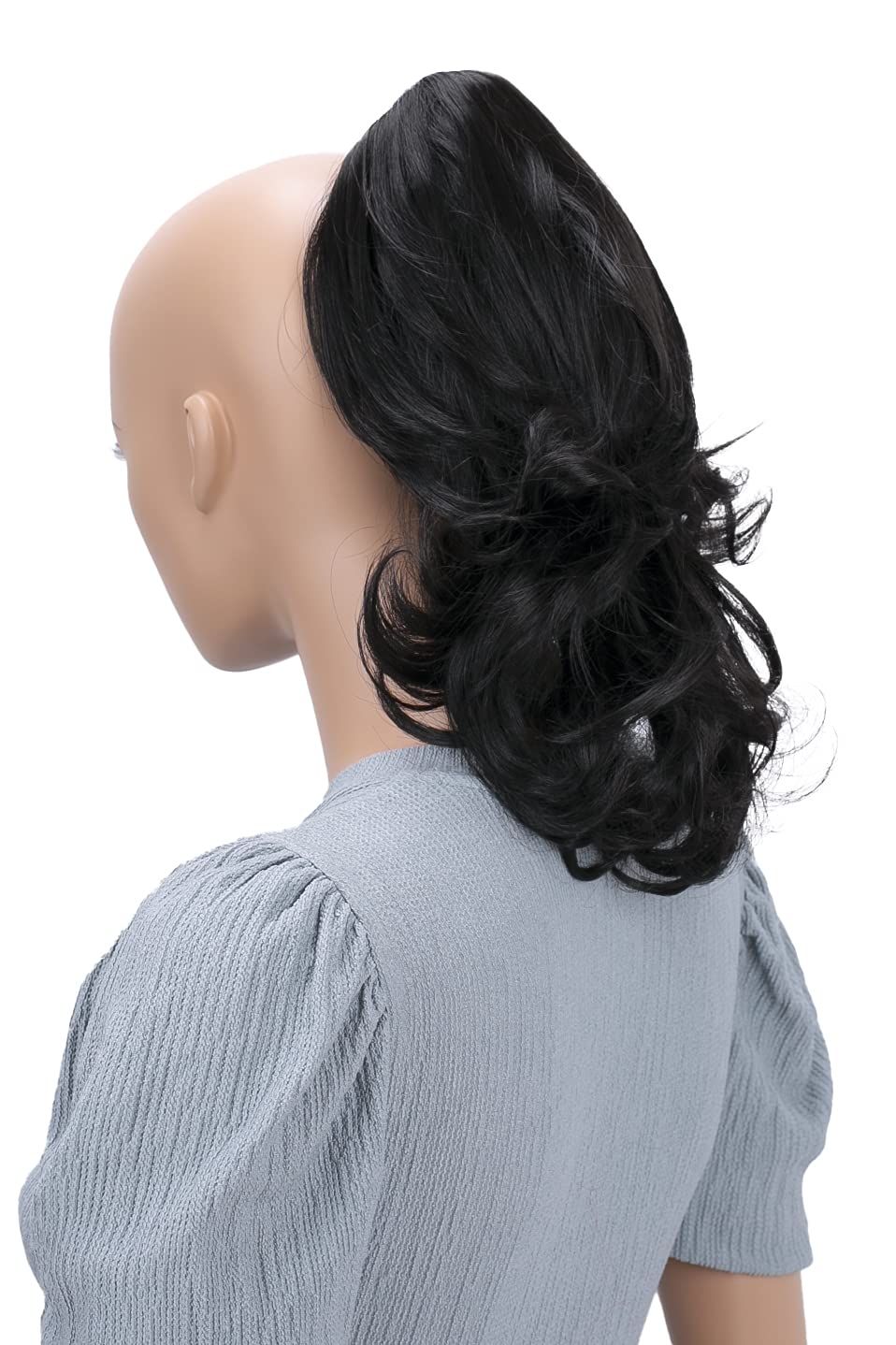 CAISHA 14'' Wavy Clip On Ponytail With Butterfly Clip Hairpiece Heat-resistant Synthetic Fibres Natural Black H130