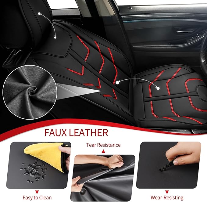 TTX LIGHTING Car Seat Covers fit for Cadillac SRX 2010-2016 Full Set: Premium Leather Automotive Seat Cover with Airbag Compatible Waterproof (5 Seats, Redline)