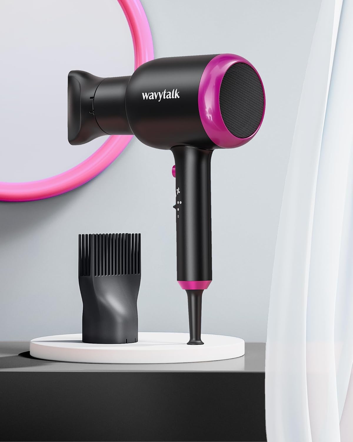 Ionic Hair Dryer for Curly Hair | 1875W Fast Drying | Diffuser & Attachments | Rose Gold