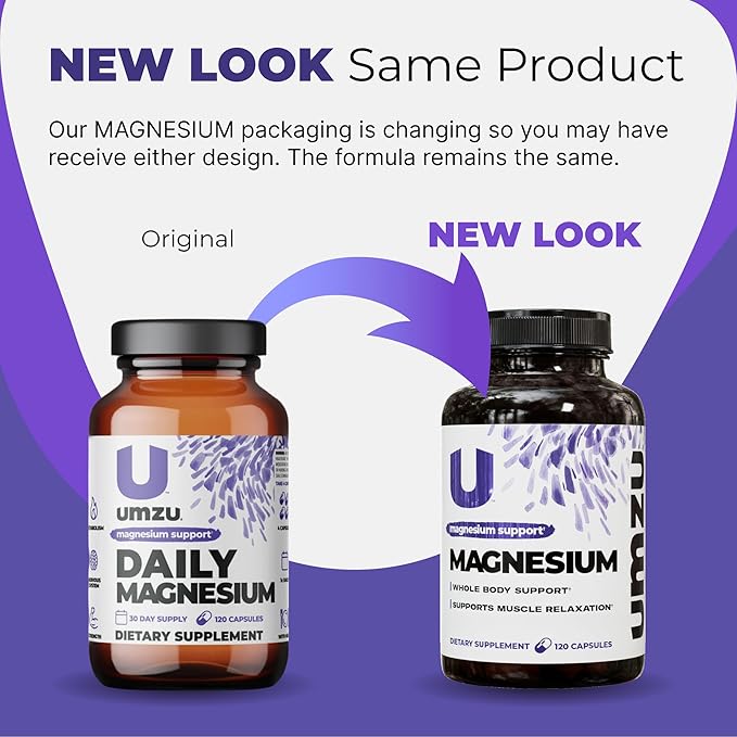 UMZU Daily Magnesium | Potent Bioavailable Magnesium Complex for Healthy Metabolism, Sustained Energy, Exercise Performance & Sleep Support (30 Day Supply | 120 Capsules)