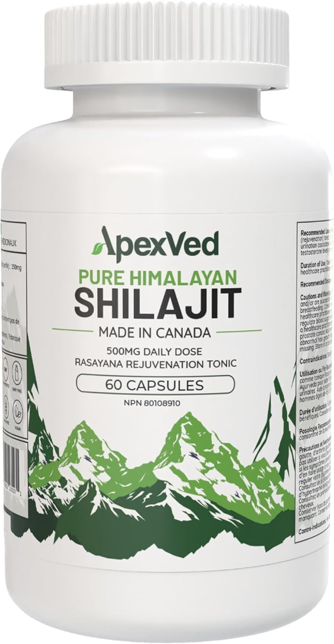 Pure Himalayan Shilajit – 60 Capsules | Health Canada Approved | Energy, Stamina & Mental Clarity | Vegan & Lab-Tested