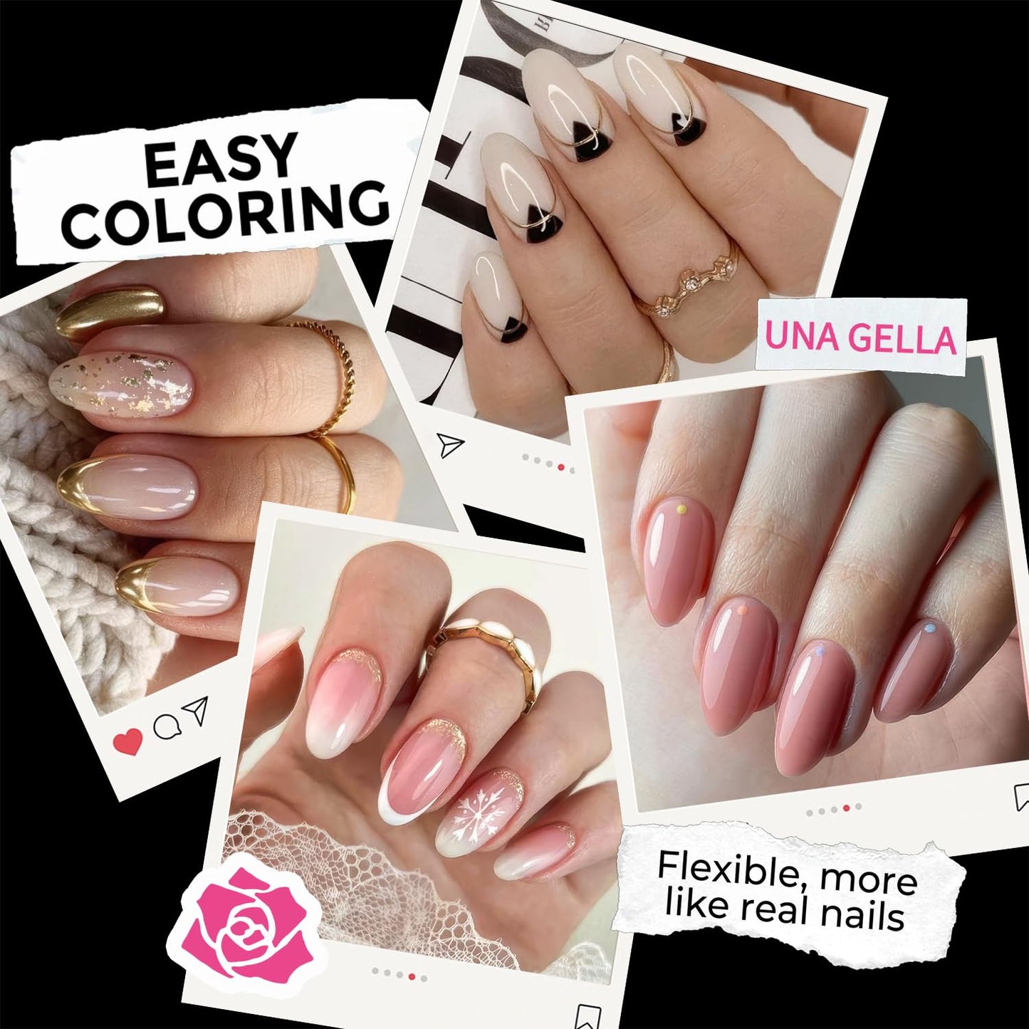 Almond Press-On Nails | 216 Pcs Full Cover Acrylic Tips | DIY Nail Extensions