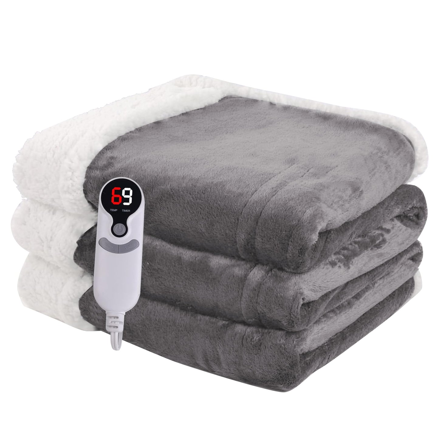 Heated Blanket Electric Blanket Full Size 72''x84'', Soft Flannel Heating Blanket with 1-10 Hour Auto Off - 6 Heat Settings - Machine Washable - Dark Grey