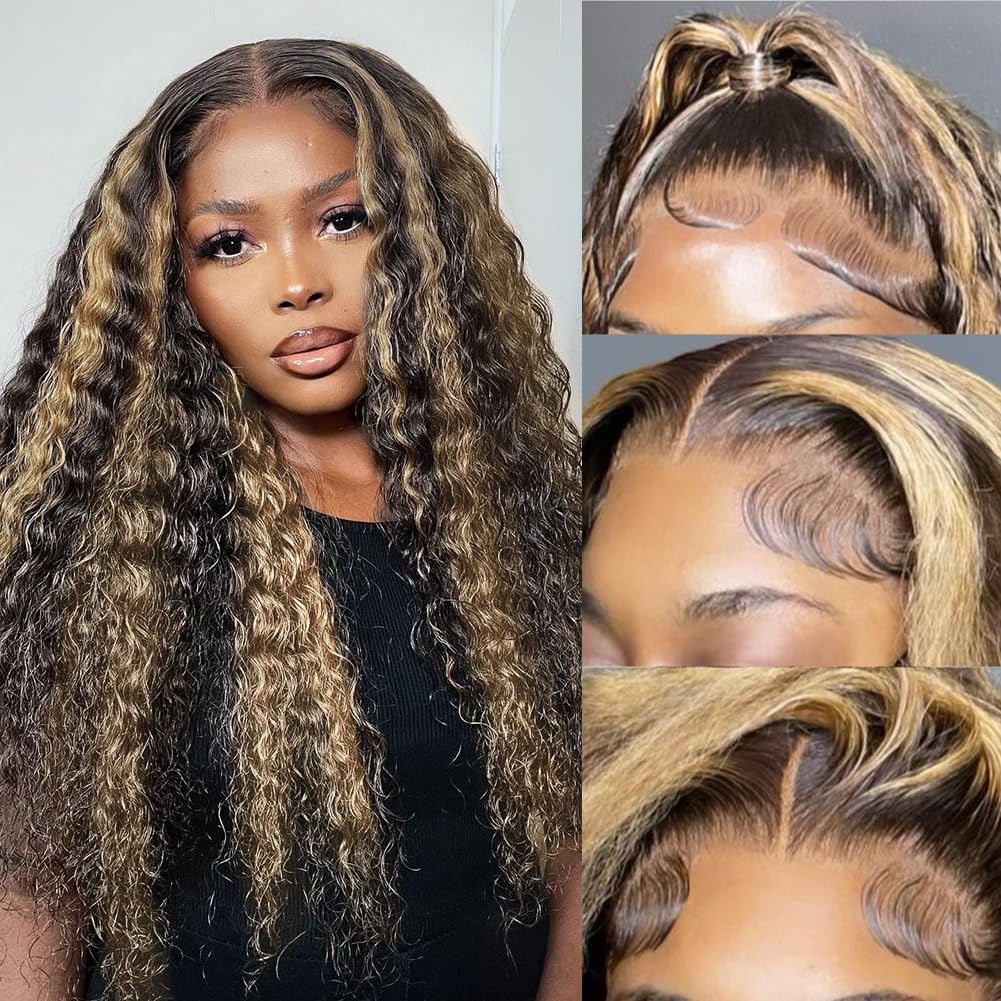 Bangjazz 1B/27 Deep Wave Lace Front Wigs Human Hair 180% Density 22 Inch Hd Lace Frontal Glueless Wigs Human Hair Pre Plucked Pr
