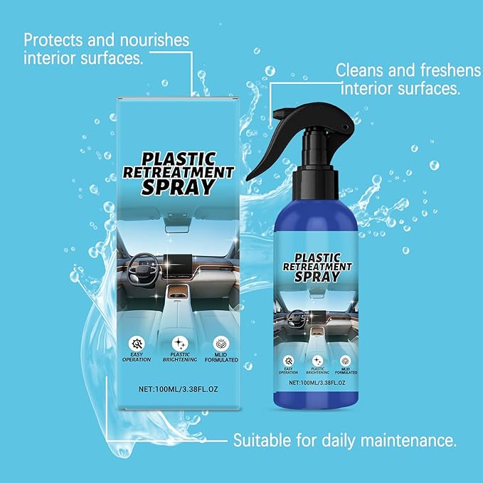 Plastic Restorer for Cars, Car Trim Restorer, Auto Detailing for Refreshing Faded Plastic, Leather, Vinyl and Rubber Trim with Polish, Long Lasting Care (4Pcs)