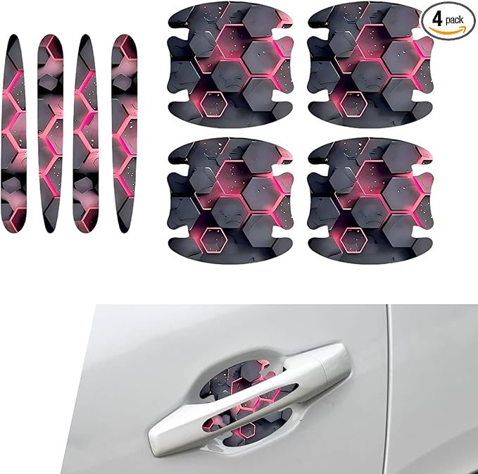 8 PCS Car Door Handle Scratch Protectors, Scratch-Proof Door Cup Protectors, Automotive Door Handle Paint Protective Film, Universal for Most Cars (Style 2)