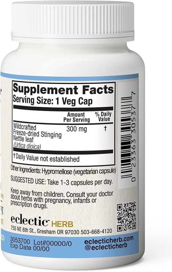Eclectic Herb Raw Freeze-Dried Non-GMO Nettle Leaf | Healthy Sinus Support, Histamine Response & Respiratory Wellness | 90 Veg Caps (300 mg) | US Grown, Vegan