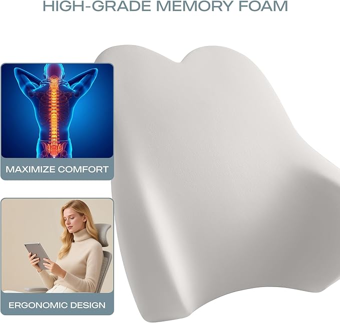 Skechers Air-Cooled & Memory Foam Lumbar Pillow,Lumbar Support Pillow for Office,Chair Lower Back Pain Relief Lumbar Pillow,Ergonomic Design Back Support Pillow for Office Chair,Car,Home,Travel,Green