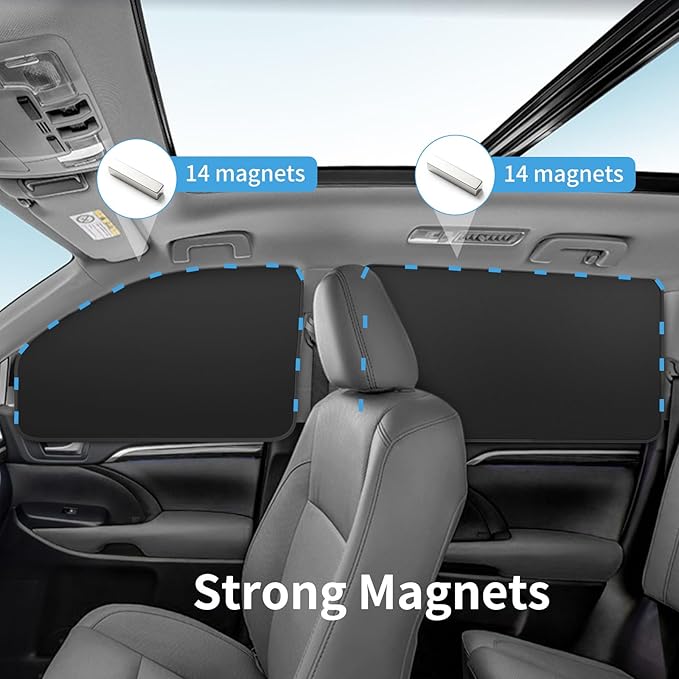 Car Curtains for Side Window - 4 Pcs Privacy Sun Shades Magnetic 100% Block Light Car Window Covers with Cooler Feeling (dexterous, 4pcs)
