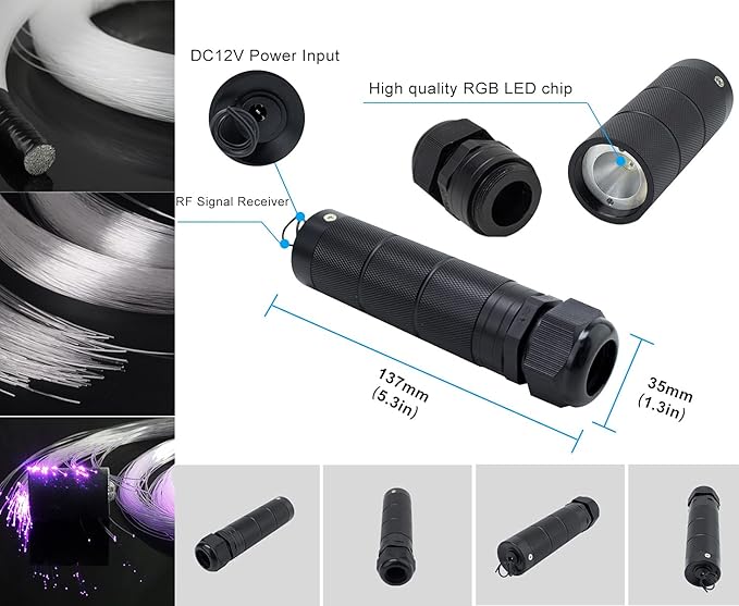 AZIMOM Car Use 6W RGBW Mixed295pcs 9.8ft Fiber Optic Lights Starlight Ceiling Light Kit End Glow Optic Cable Music Mode APP Remote Sensory Lighting Indoor Home Headliner Decoration