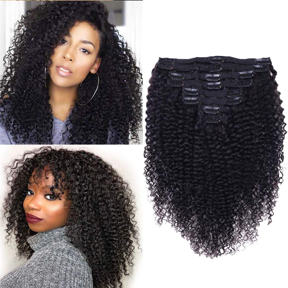 Curly Clip In Extension Human Hair 3C 4A Kinky Curly Clip Ins Full Head For Black Women Brazilian Remy Human Hair Natural Color