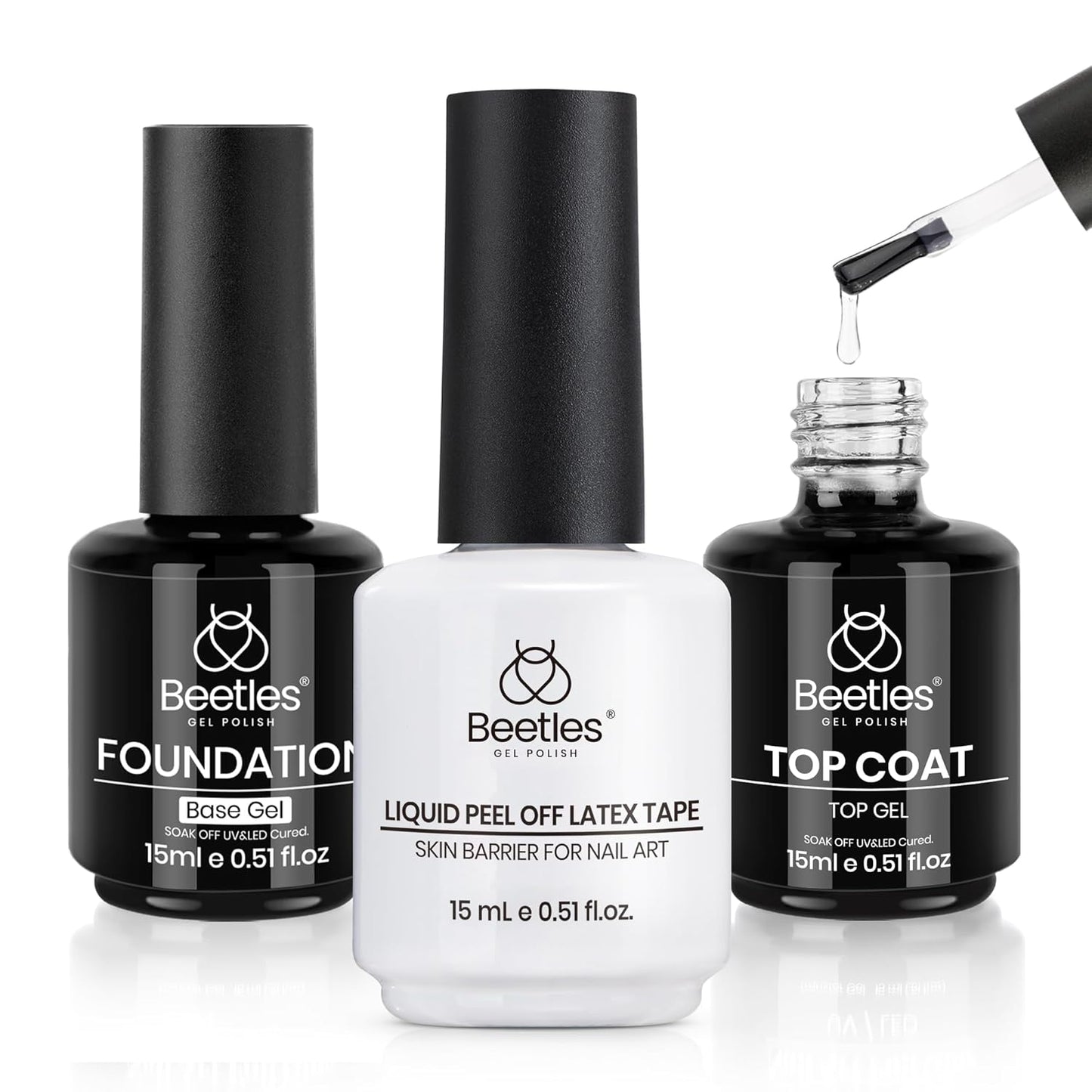 Beetles Gel Nail Polish Set | 3PCS 15ML | Long-Lasting Shine & Marble Effect